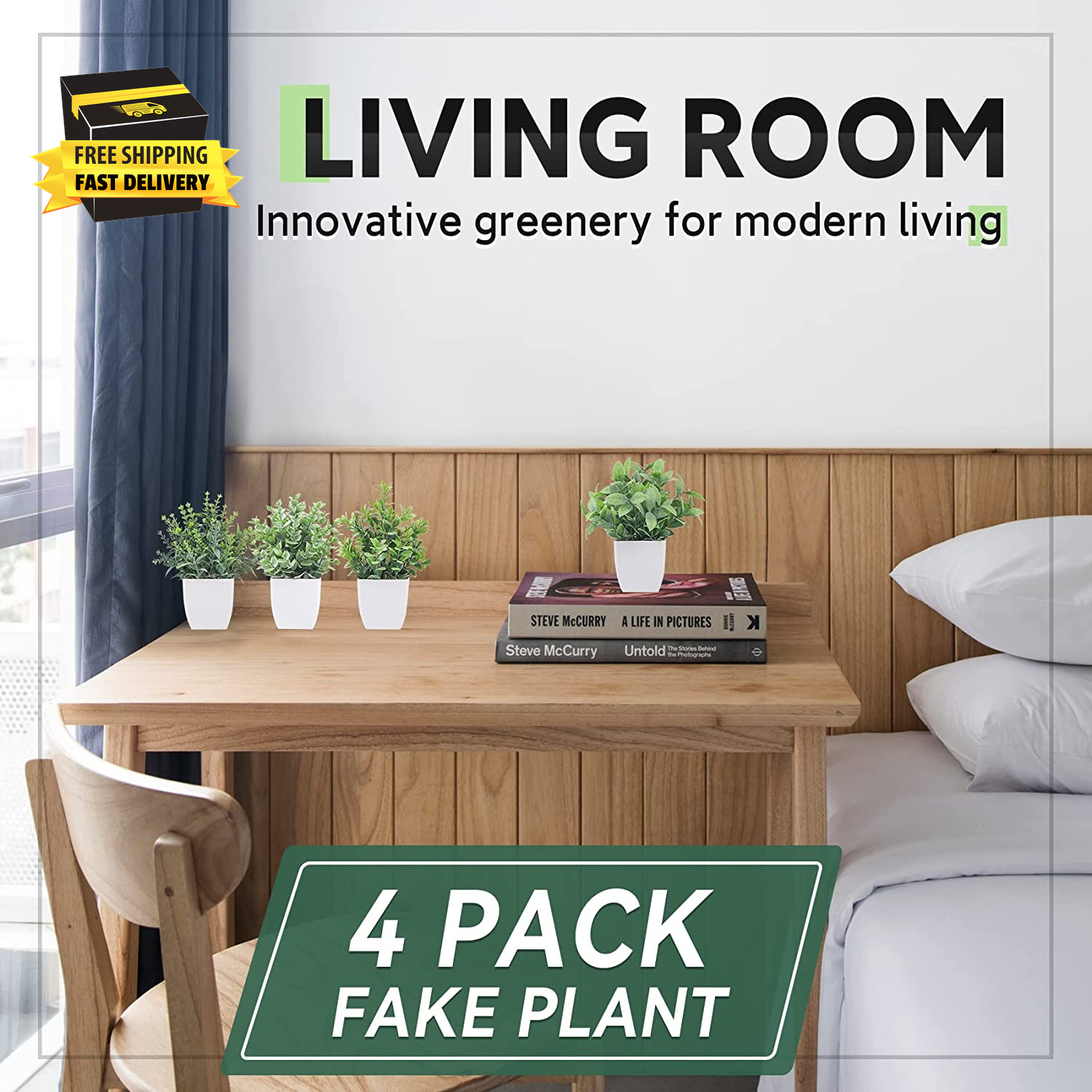 4 Pack Fake Plants Mini Artificial Greenery Potted Plants for Home Decor Indoor