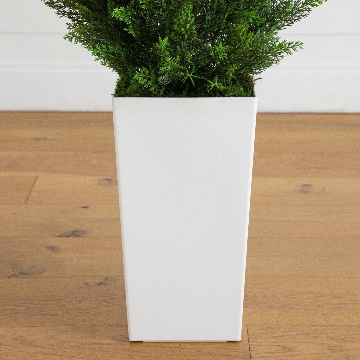 45″ UV Resistant Artificial Cedar Tree in White Planter Indoor/Outdoor