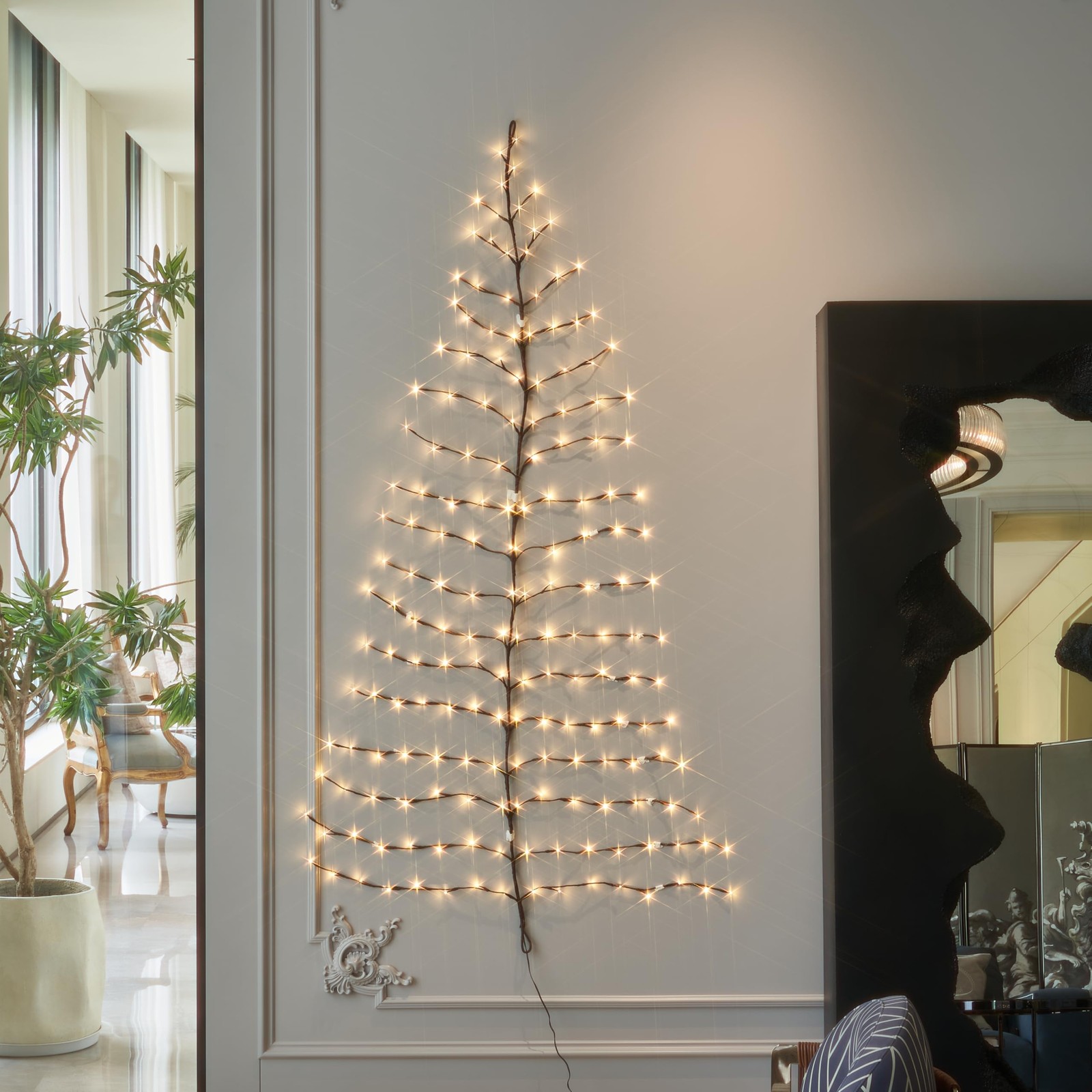 LED Wall Tree 6FT 180L Warm White Fairy Lights, Lighted Trees for Indoor Outd…