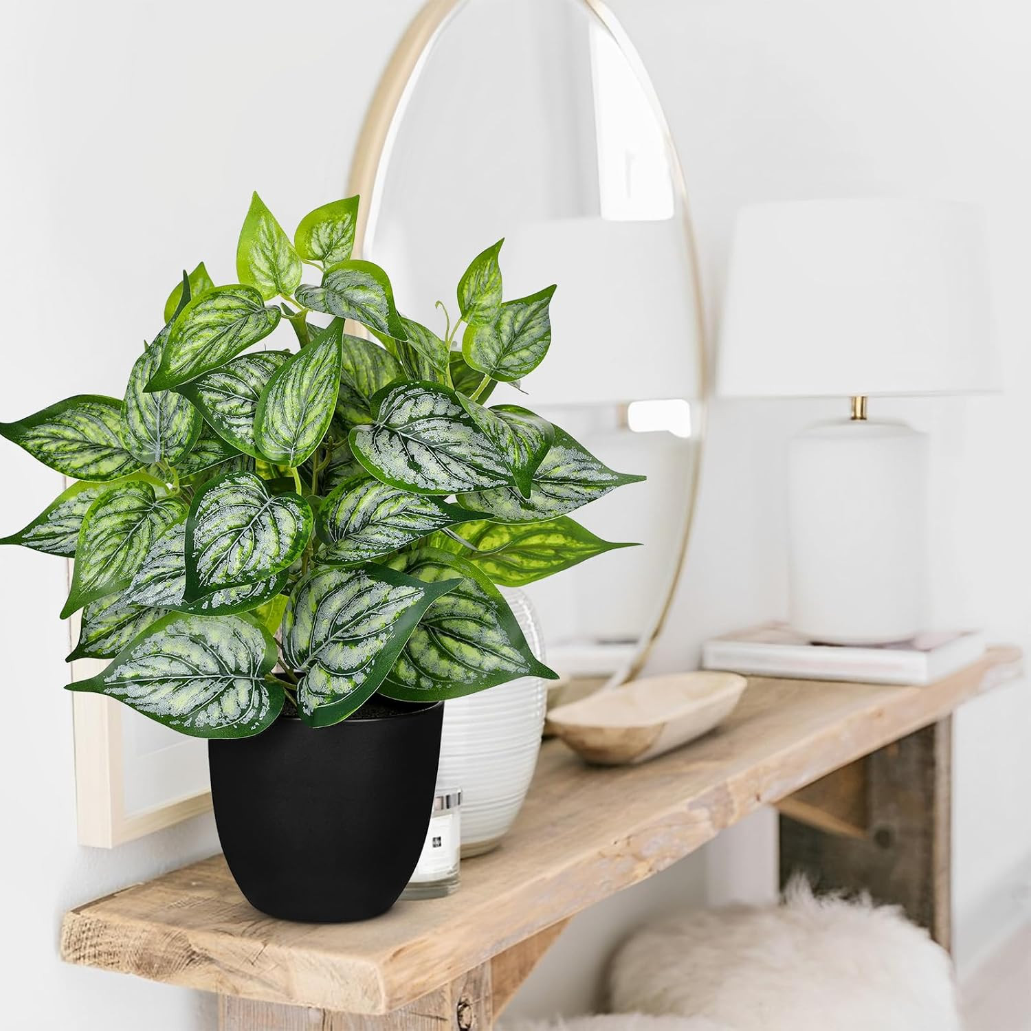 14.5″ Artificial Plants Indoor Home Decor Small Faux Plant | Silk Fake Potted Pl