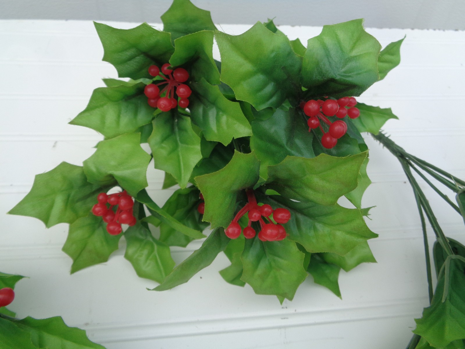 4 – Holly & Berries Silk Stems Floral Picks 12″