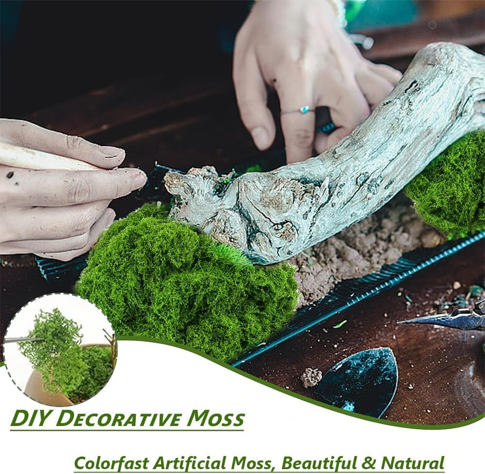3.5Oz Fake Moss, Fake Green Moss for Potted Plants, Artificial Moss for Crafts,