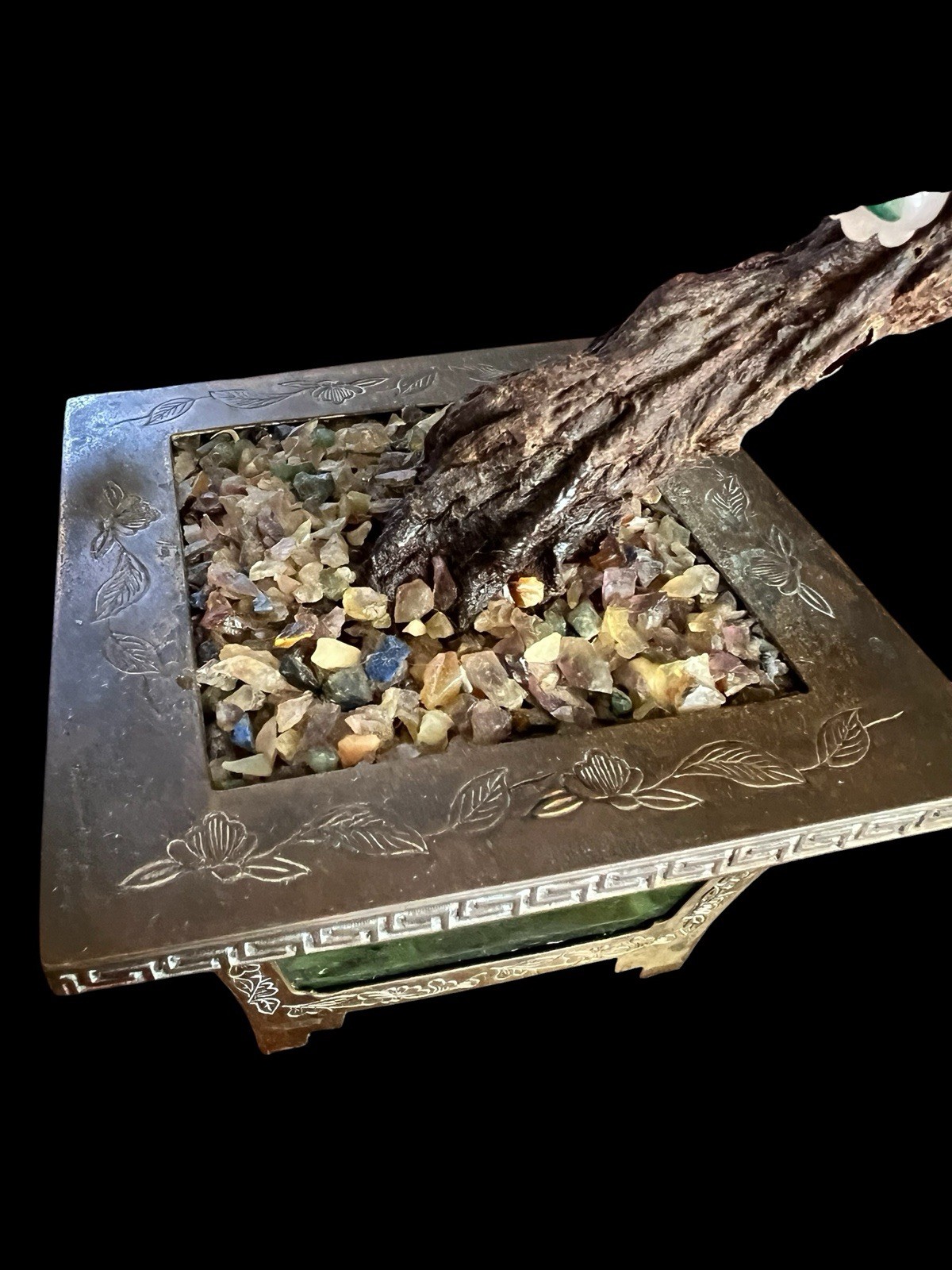 Rose Quartz Gemstone Bonsai Tree Hand Wired Sculpture Asian Feng Shui Decor