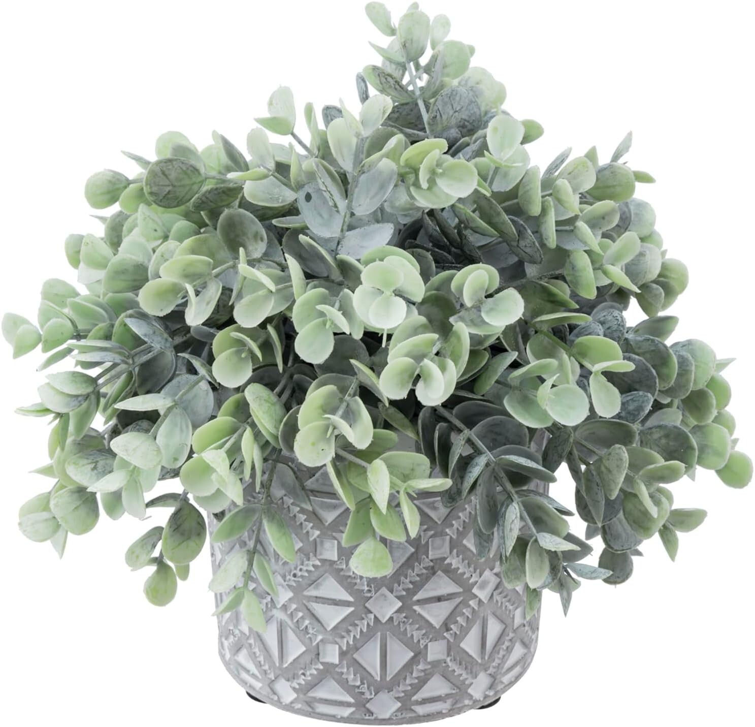Artificial Planter Pot, Artificial Potted Eucalyptus Boxwood Plant Faux Greenery