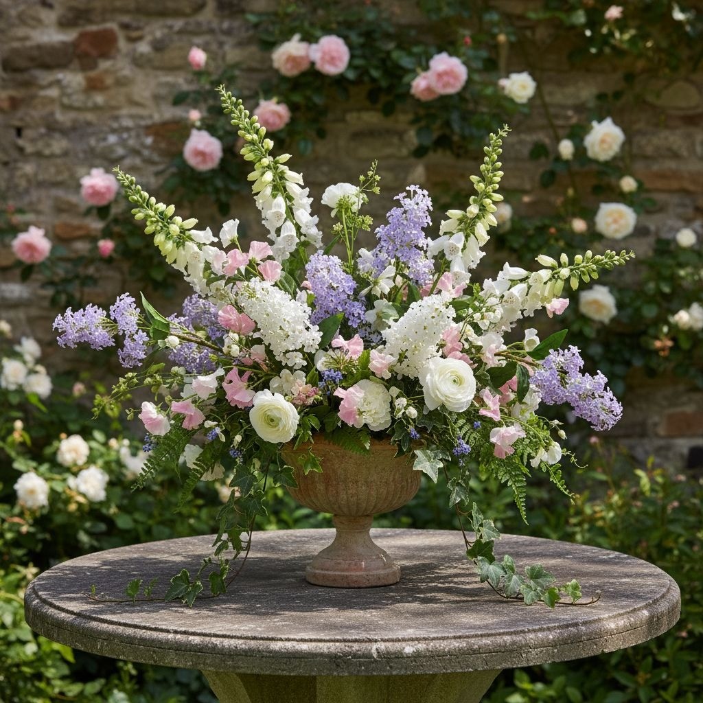 Artificial White Lilac Look Stems Set of 2, 30 Inch Faux Filler Flowers, Cottage
