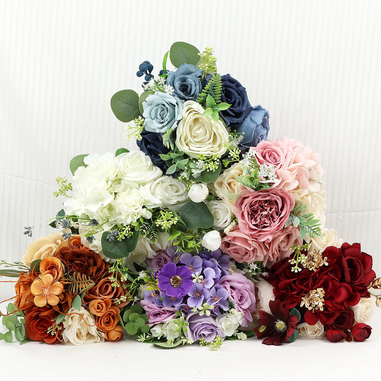 2 PCS Wedding Bridesmaid Bouquets 7 Inch Artificial Flowers Pink White Decor