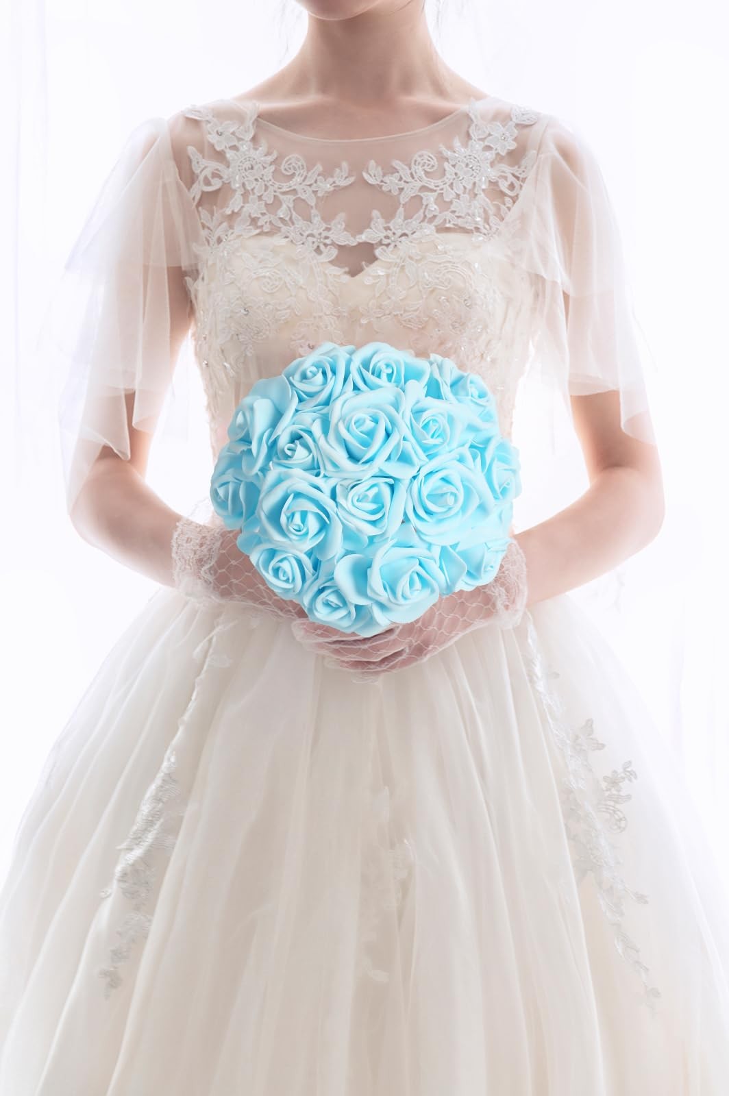 100PCS Baby Blue Foam Flowers Artificial Flowers Foam Roses Baby Blue Artific…