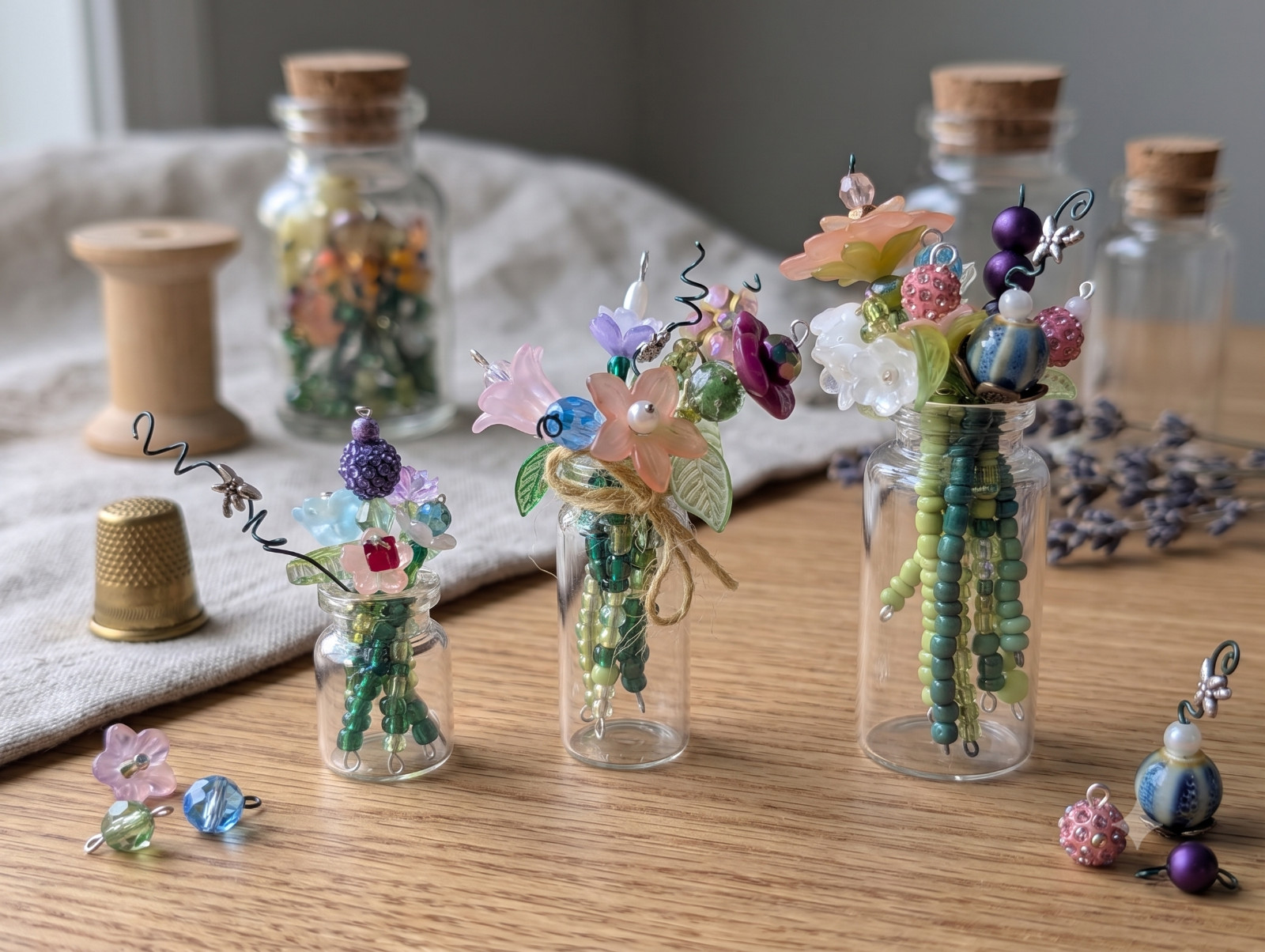 Mini Beaded Flower Bouquet | Handmade Bead Flower Arrangement | Tiny Floral Gift