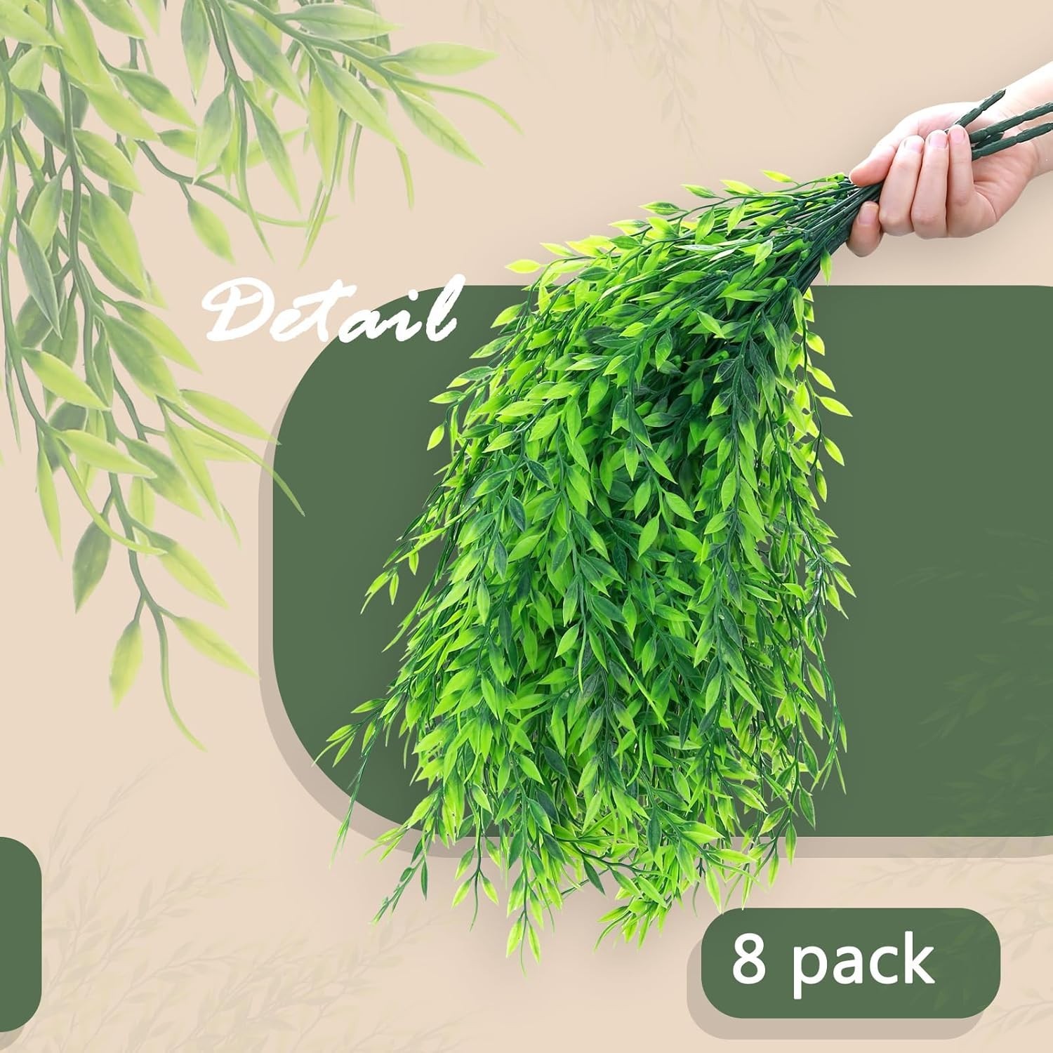 8 OR 10 PACK Artificial Bushes Greenery Plants Stems Faux Shrubs Boxwood Plants