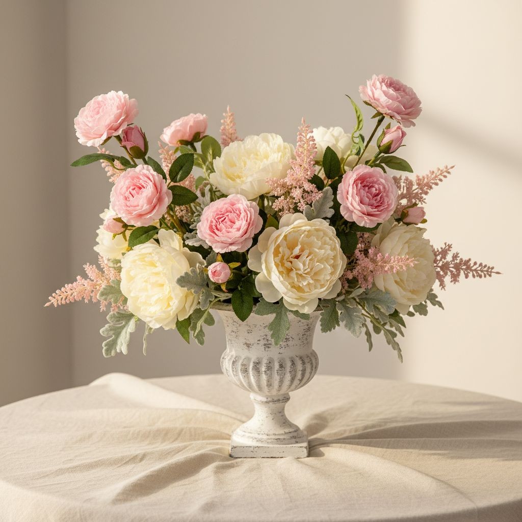 Light Pink Garden Rose Stem Set of 3 Faux Roses Real Touch Open Bloom Floral…
