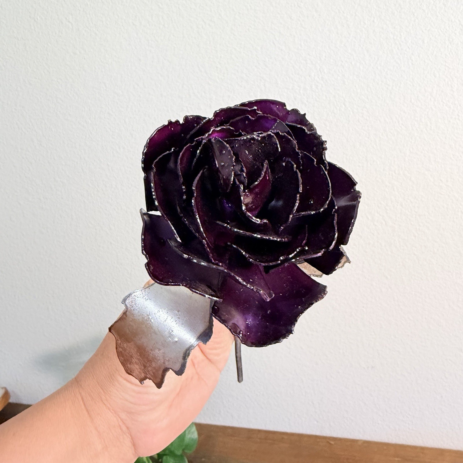Hand Crafted Welded, Metal Forever Purple Rose