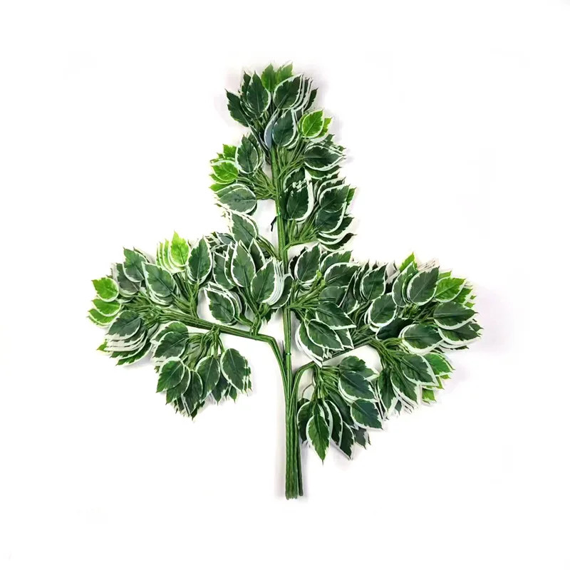 12pc Faux Ficus Foliage Branches Silk Greenery Bush for Outdoor Garden Decor