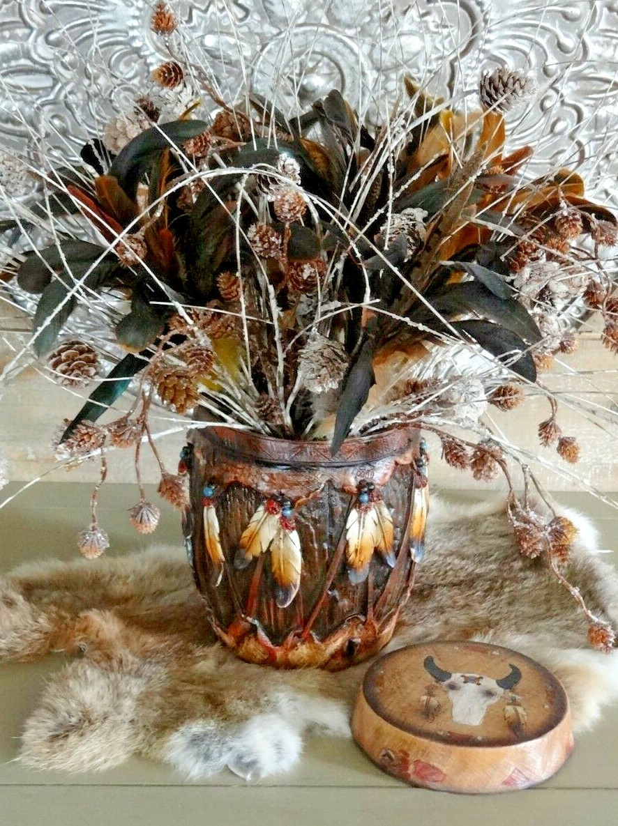 Indigenous American Themed Round Drum Box Floral Arrangement
