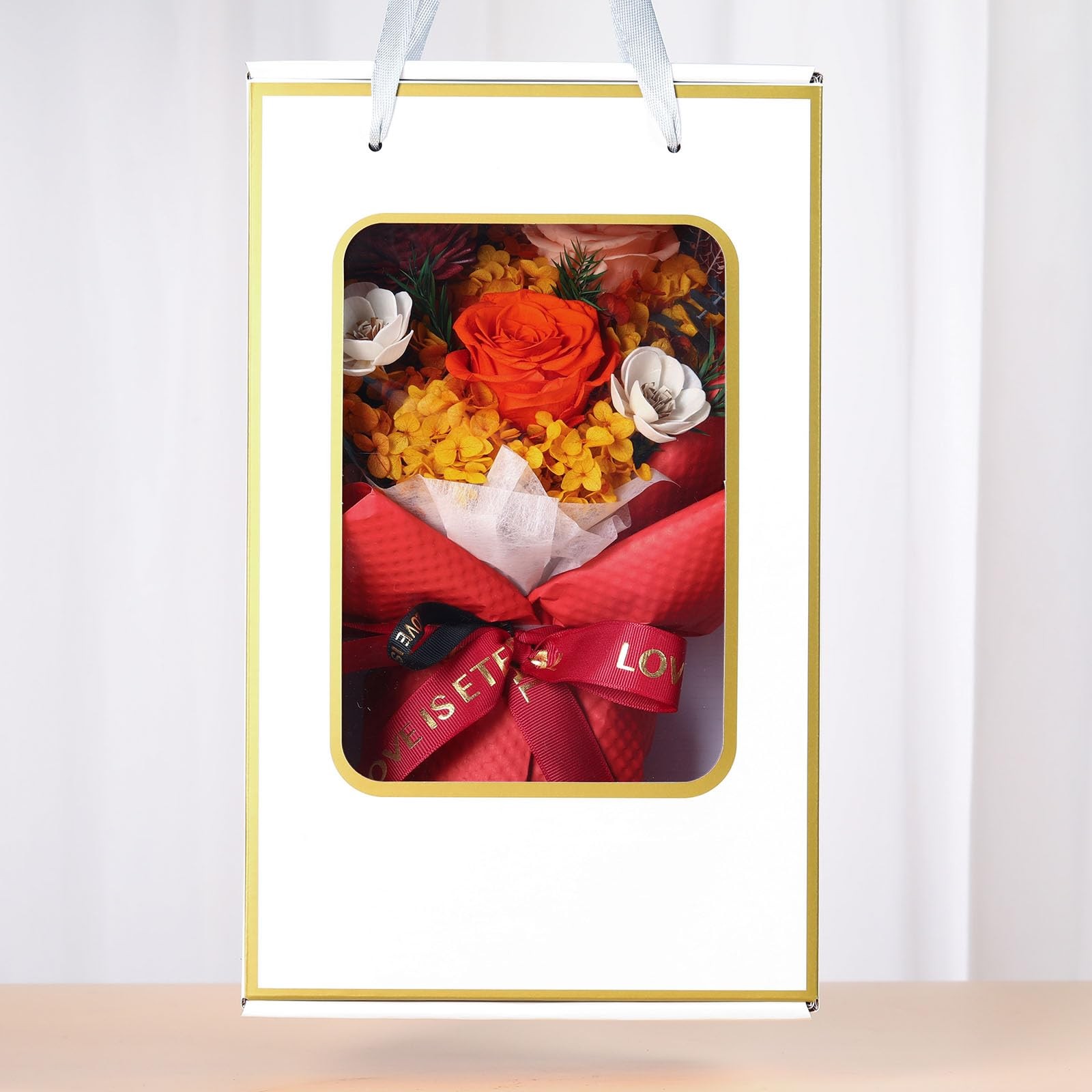 Preserved Orange Roses Bouquets Delivery Anniversary Birthday Flower Gift