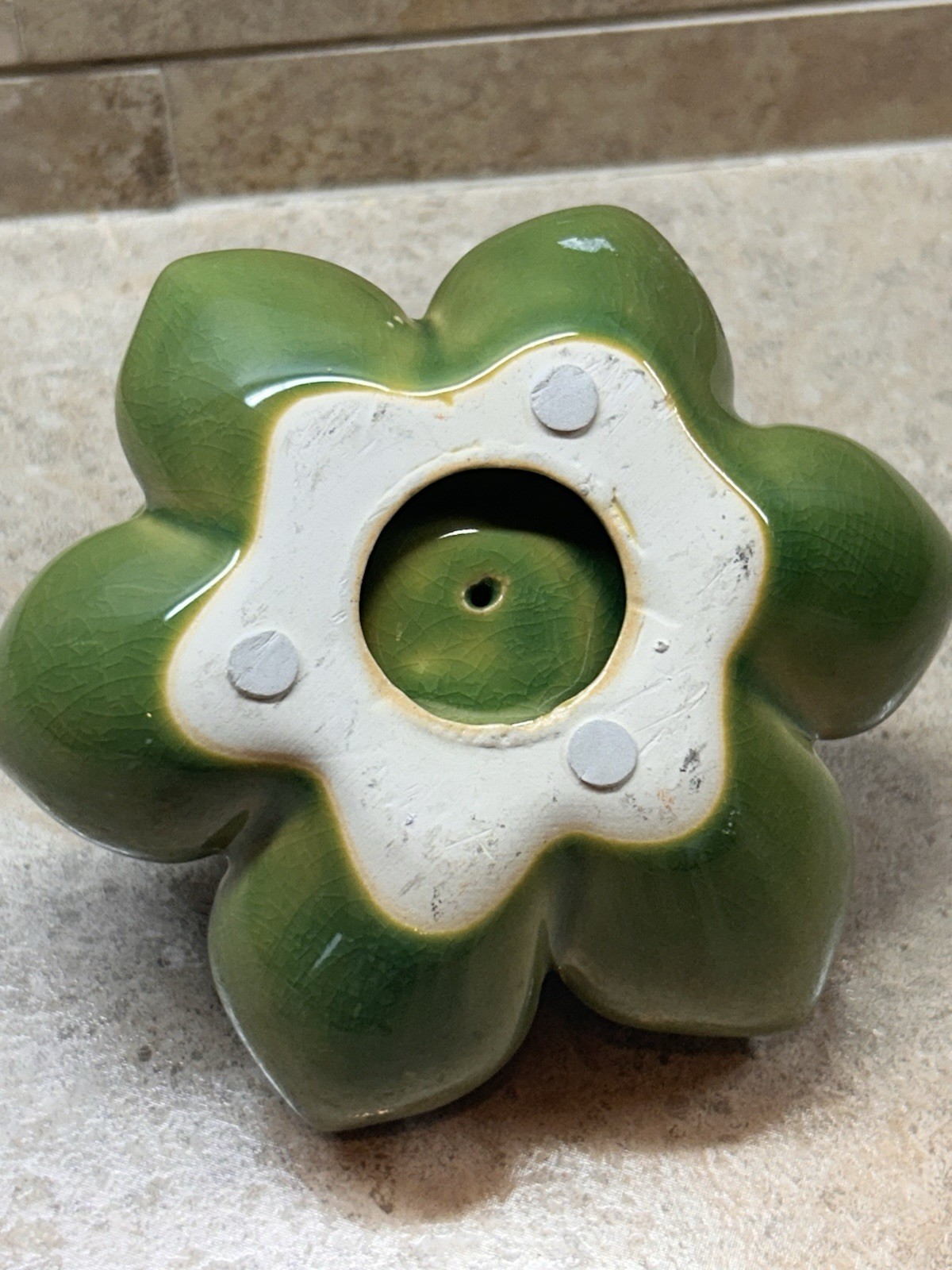 Vintage Green Ceramic Succulent Lotus Flower Sculpture Tablescape