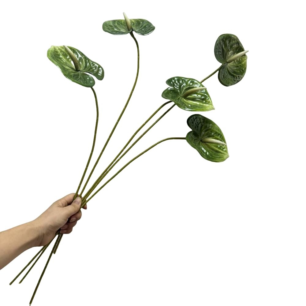 5 PC 24inch Artificial Anthurium Lily Flowers Permanent for Home Decor Bouque…