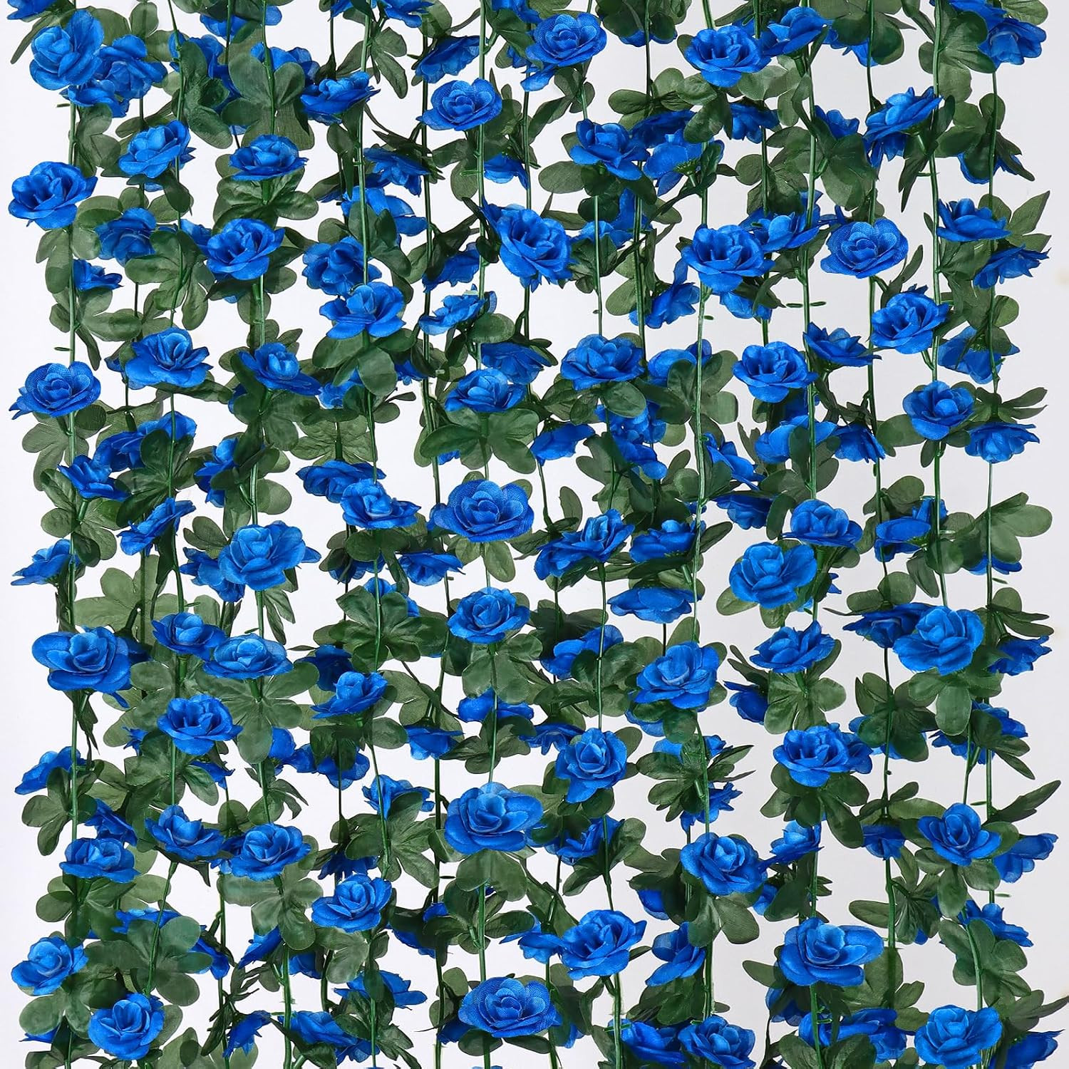 9 Pack 72 FT Artificial Flower Garland Fake Blue Roses Vines Silk Flowers | Fau