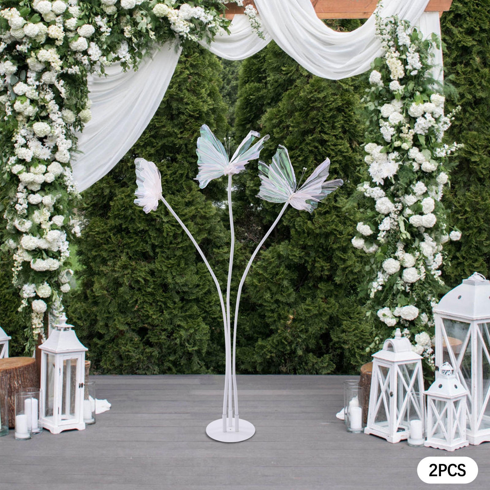 2pcs 3 hole base 6 160cm wedding butterfly yarn flower road guide