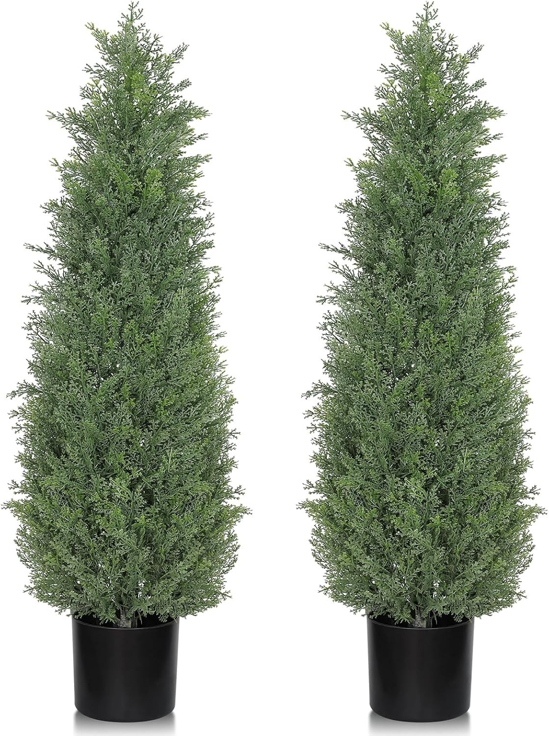 Artificial Cedar Trees for Outdoors Faux Cypress Topiary UV Resistant Set of 2