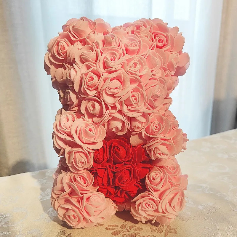 1pcs 25cm Rose Bear Artificial Foam Rose Flower Teddy Bear Valentines Day Gift B