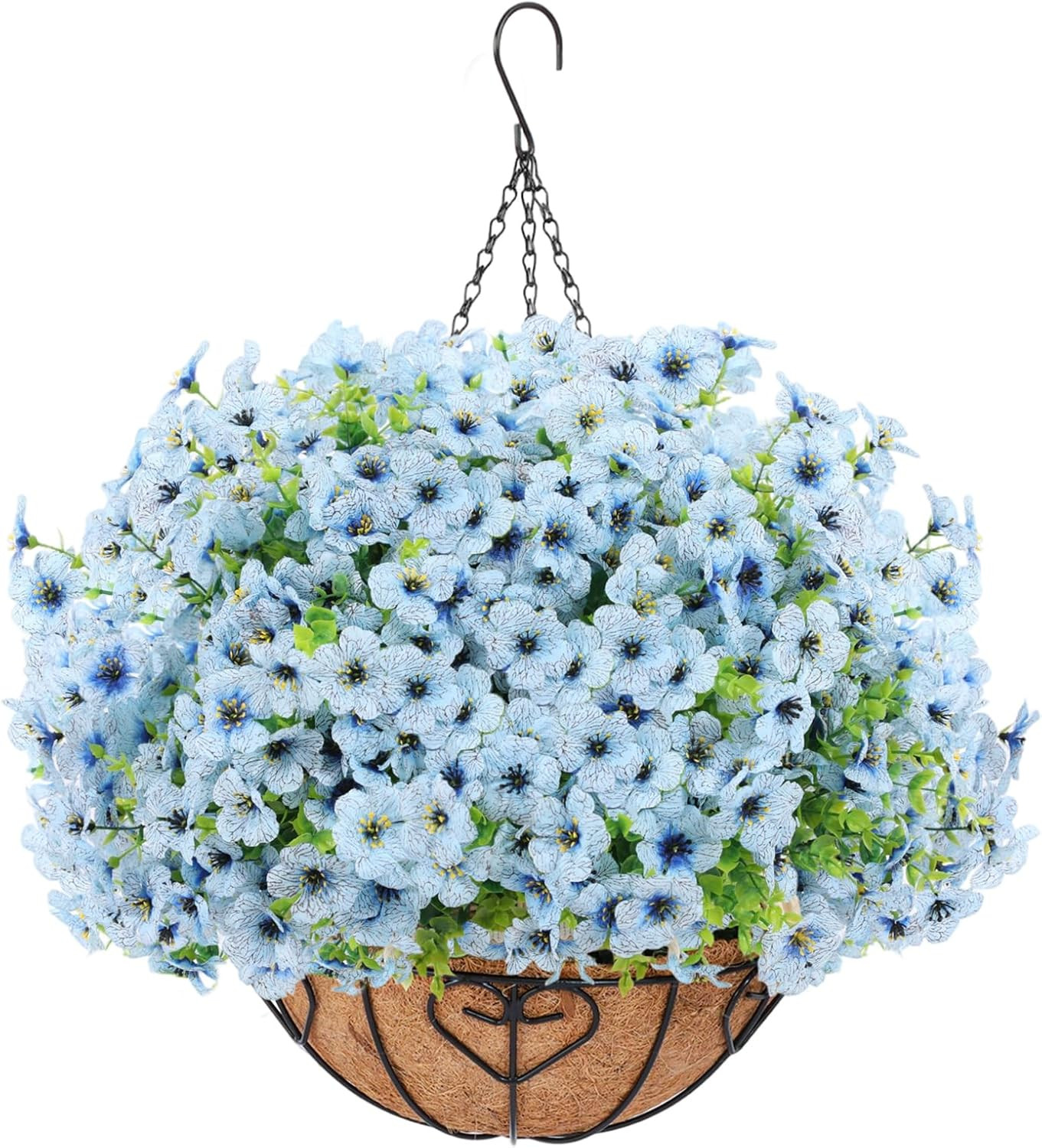 Artificial Hanging Flower for Outdoors, Fake Hanging Basket for Outside,1 Hangin