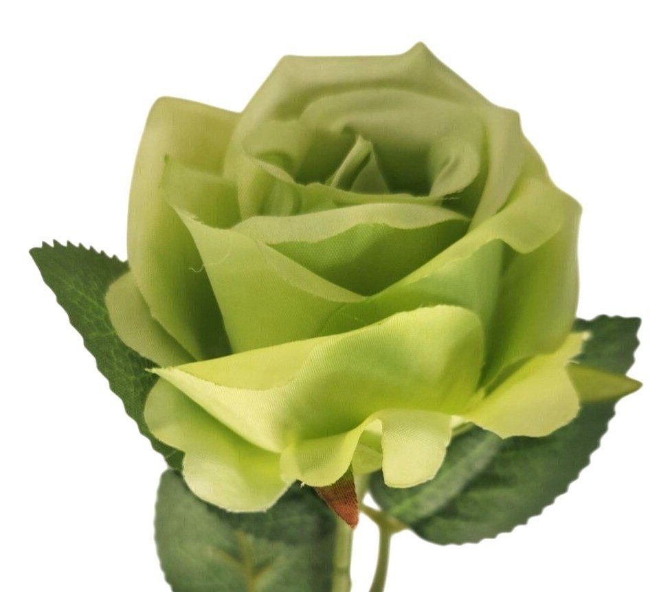 6 Green Rose Stems Faux Roses Lime Green Floral Stems Artificial Roses Farmhouse
