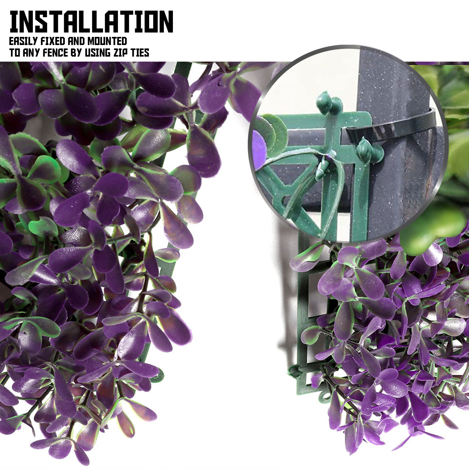 20×20″ Artificial Faux Purple Peanuts Greenery Fence Screen Wall Decor Panel