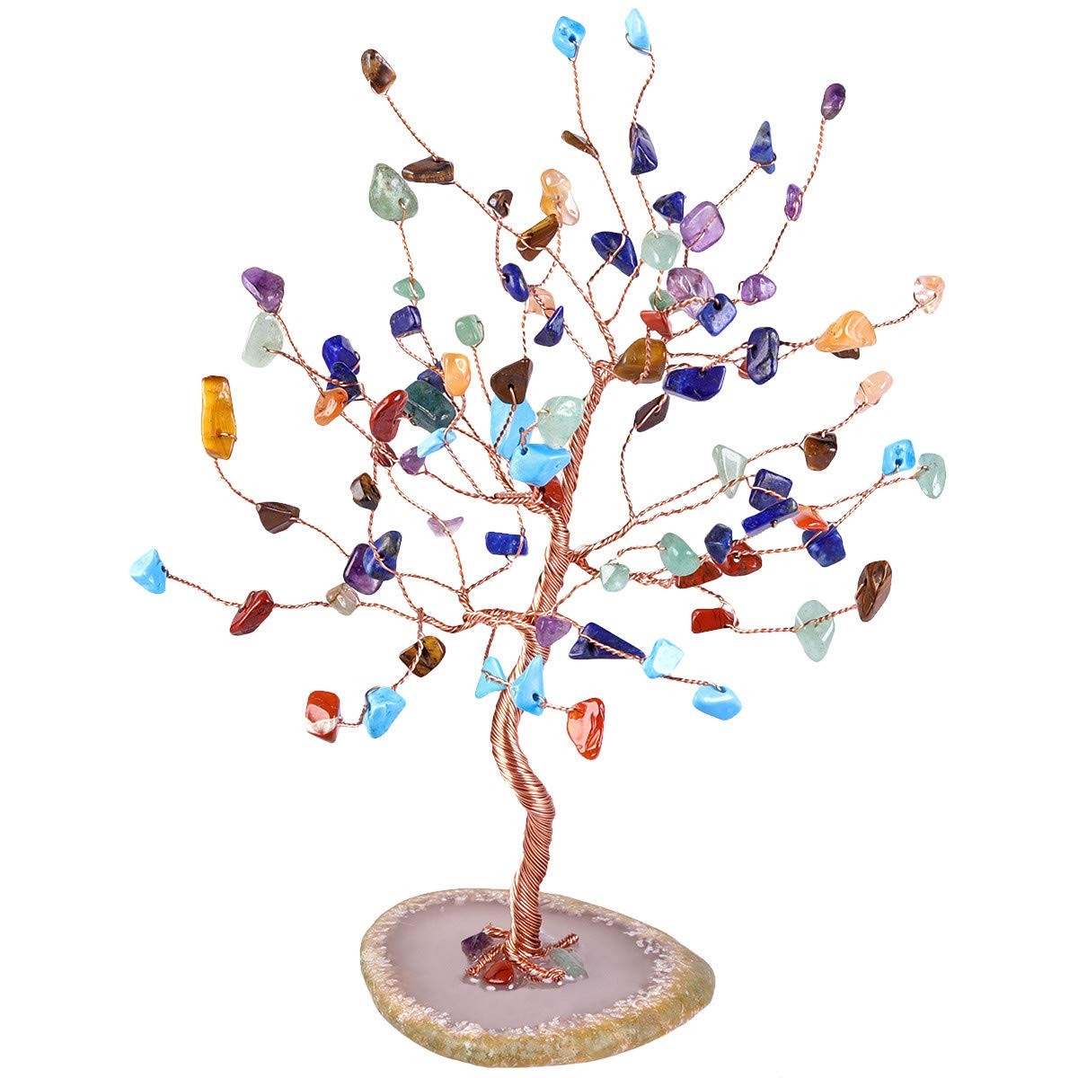 Healing Crystal Money Tree with Agate Slices Base Polishing Tumbled Gemstones…