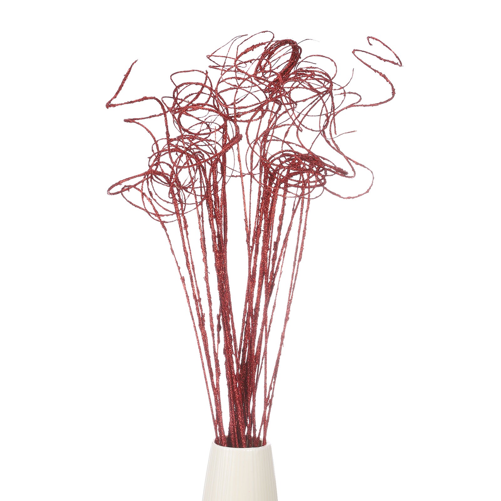 30 Pcs Glitter Dried Curly Willow Branches Natural Branches Twigs, Red