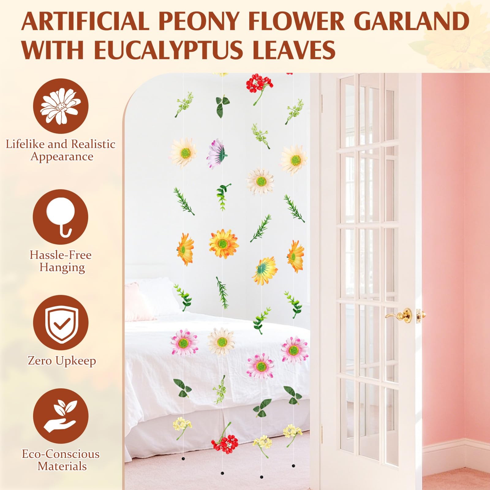 10 Pack 60 ft Artificial Hanging Flower Garland Vines with Hooks, Wildflower …