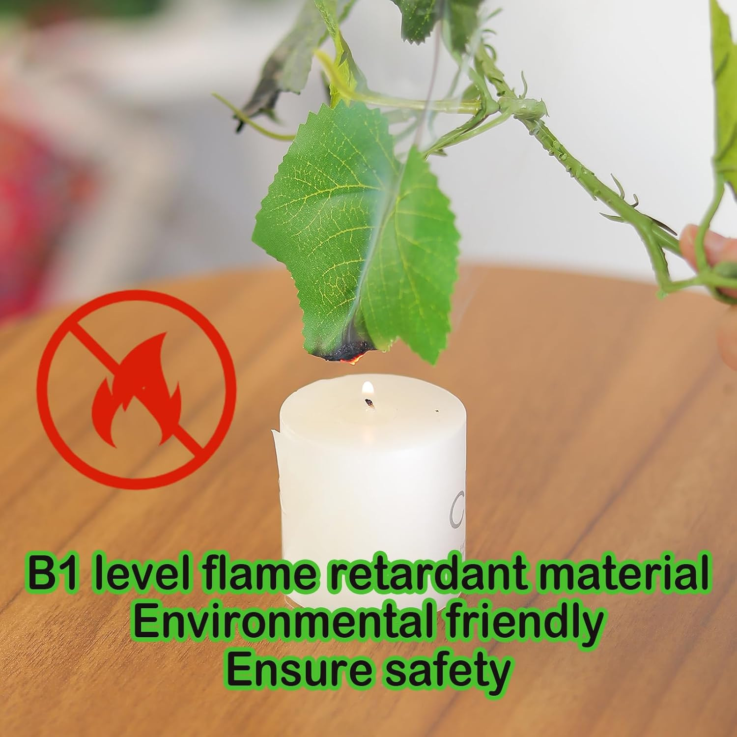 2Pack 14Ft Flame Retardant Artificial Grape Leaves Flexible Fake Green Plants Vi
