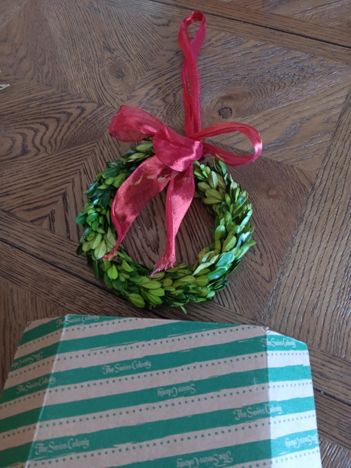 Preserved Boxwood Wreath 7″ Swiss Colony Box RARE