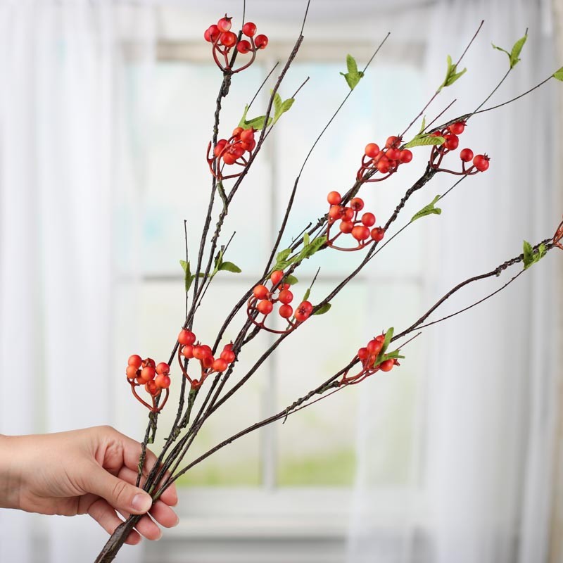 Factory Direct Craft 32 Inch Artificial Orange and Red Berry & Twig Branch