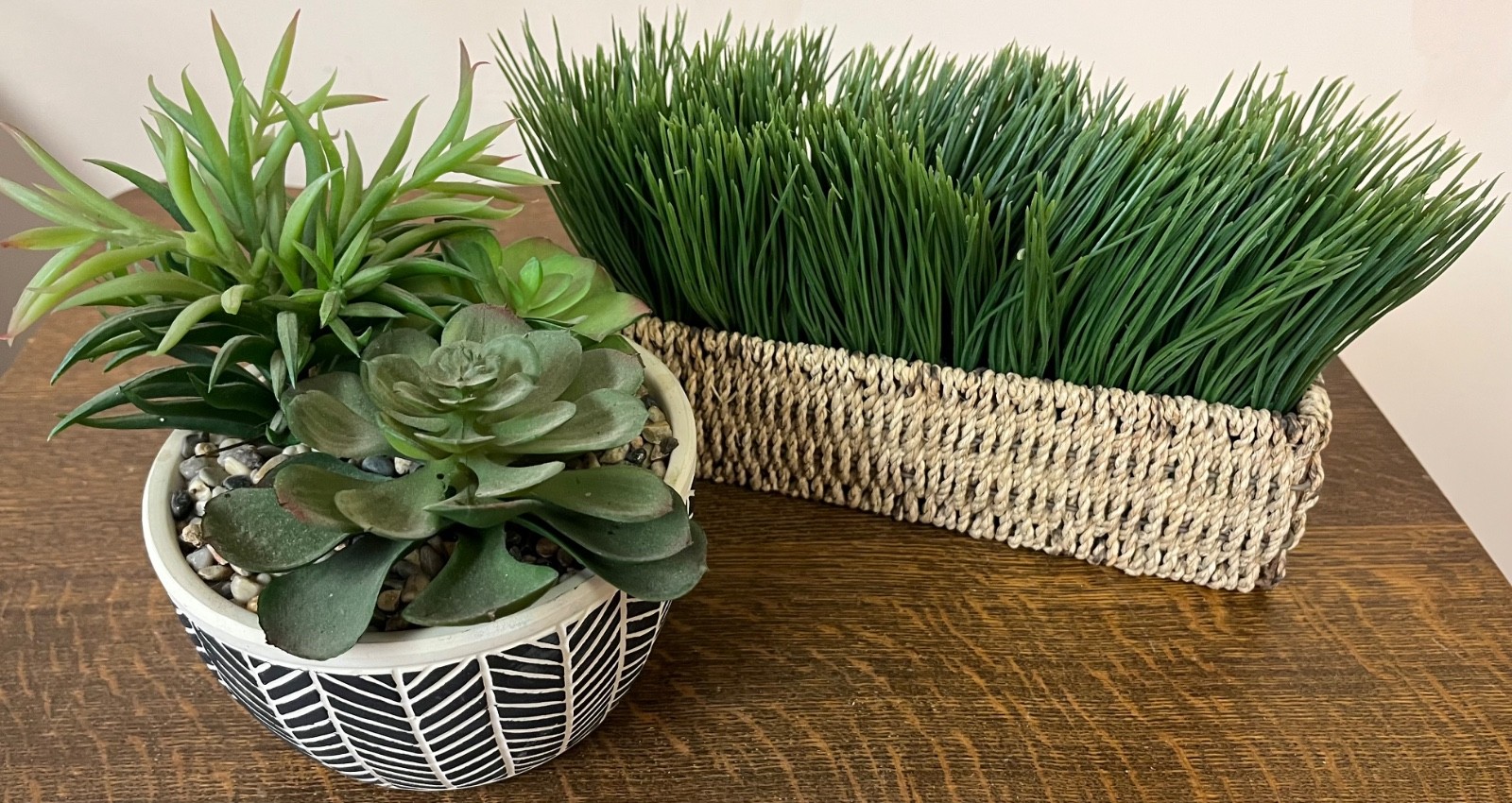 Artificial Indoor Potted Plants – One Succulents and One Grass