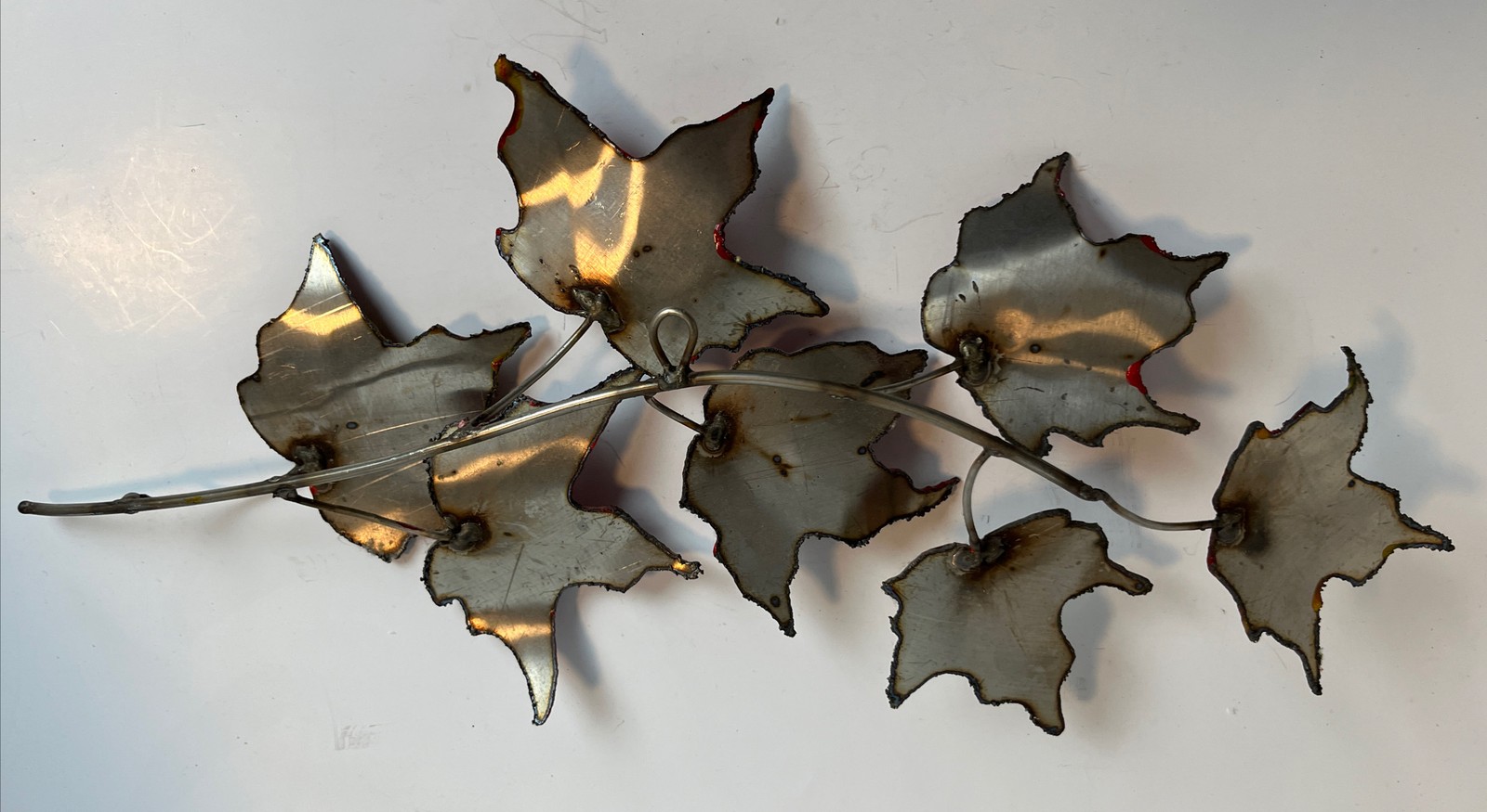 Fall Maple Leaves Wall Decor Signed Art Metallic Hand Welded Sculpture 2006 #312