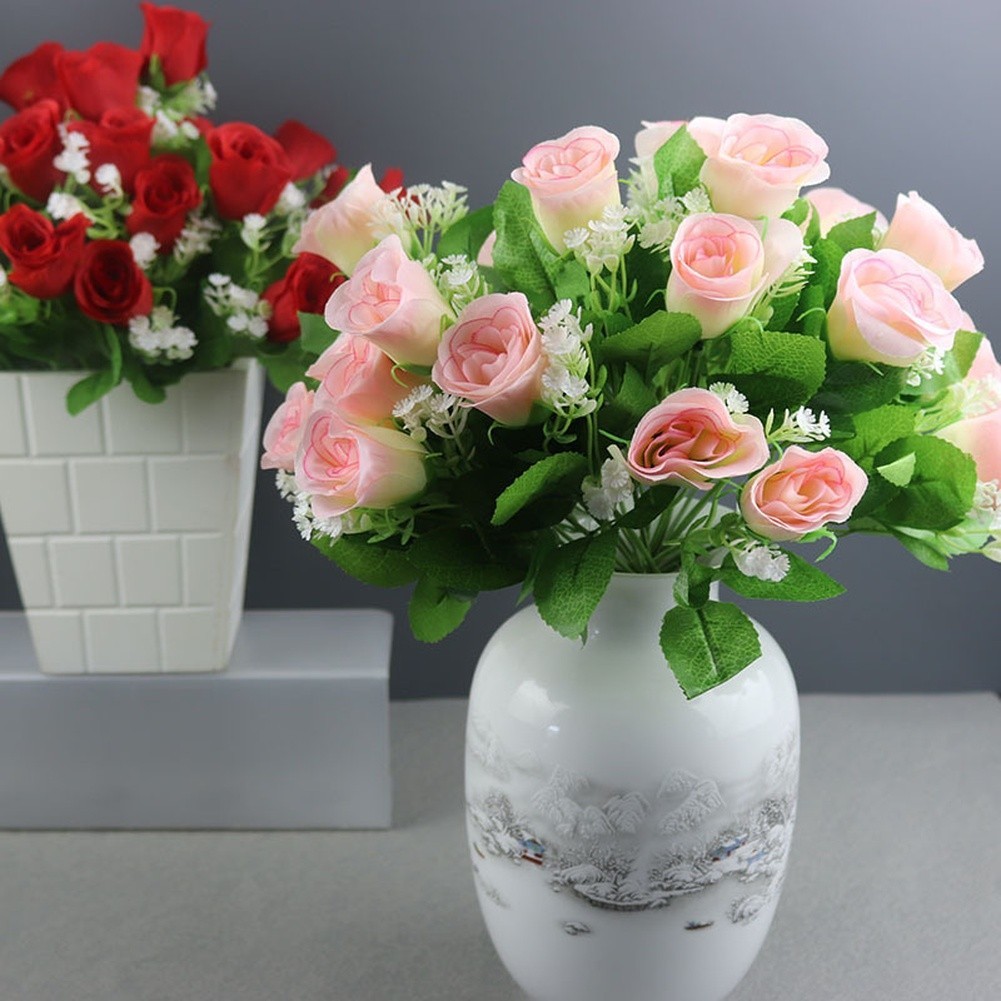 Silk Artificial Flowers Pack of 12 32cm Stems for Vase and Shelf Display