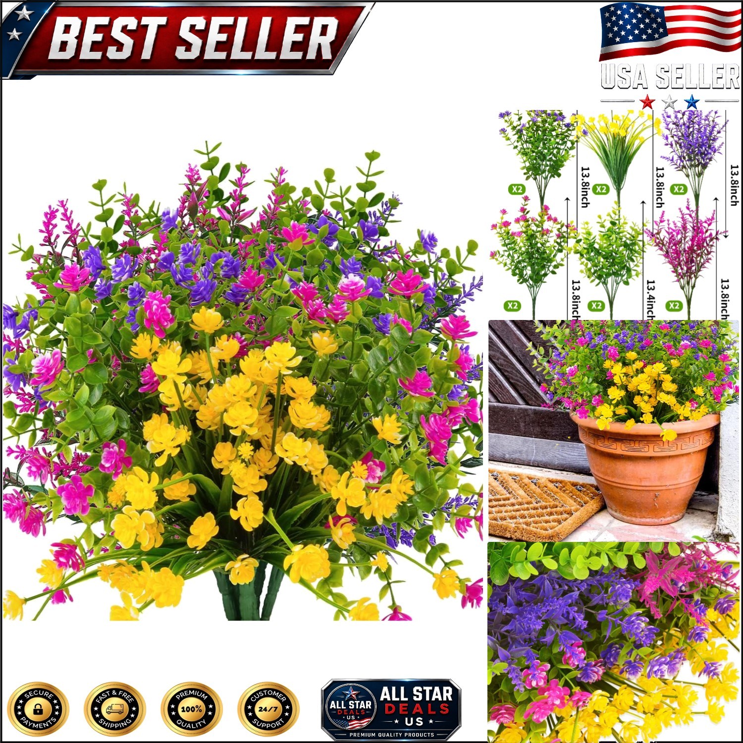 Quality Faux Boxwood & Daffodil Plants – 12 Bundles for Lasting Decor