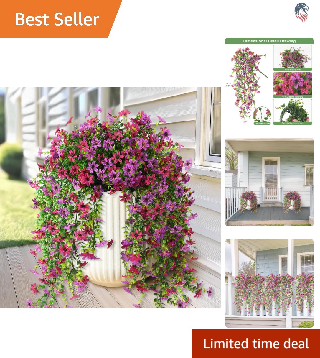 Compatible with Outdoor Planters Faux Silk Daisy Flowers Eucalyptus Leaves 2 …