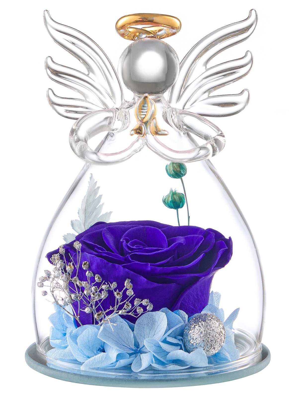 Mothers Day Flowers Gifts for Mum, Preserved Rose Forever Flower in Glass Ang…
