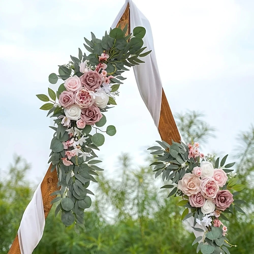 2pcs Wedding Decoration Flowers, Artificial Rose Wreaths,Suitable for Outdoor