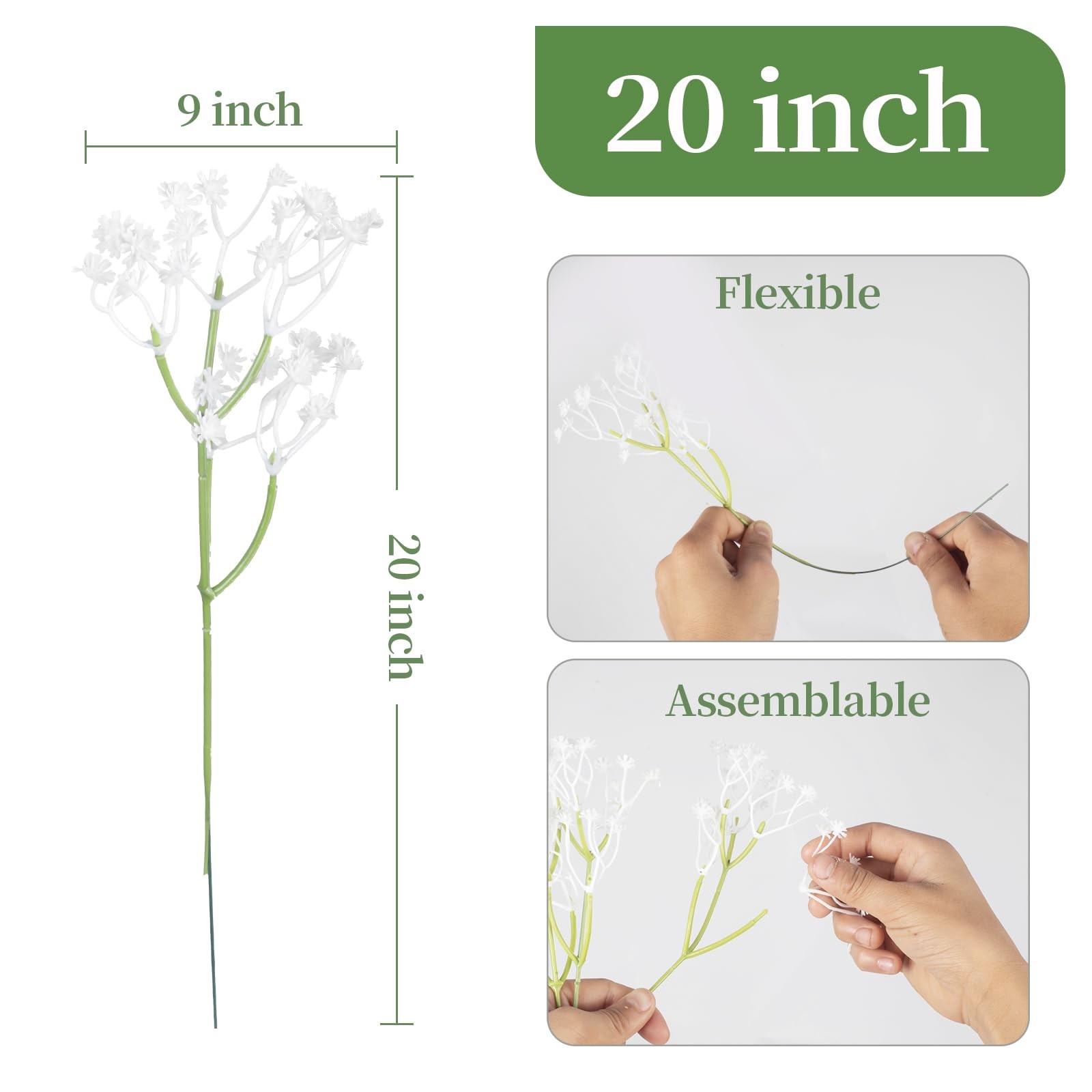 15 PCS White Baby Breath Artificial Flowers Faux Gypsophila Bouquets Decor