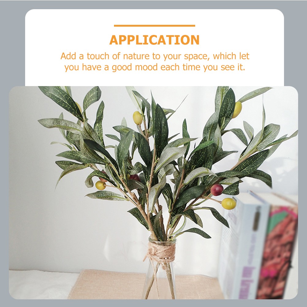5Pcs Lifelike Olive Stems with Berries Fake Olive Branches for Table Decor