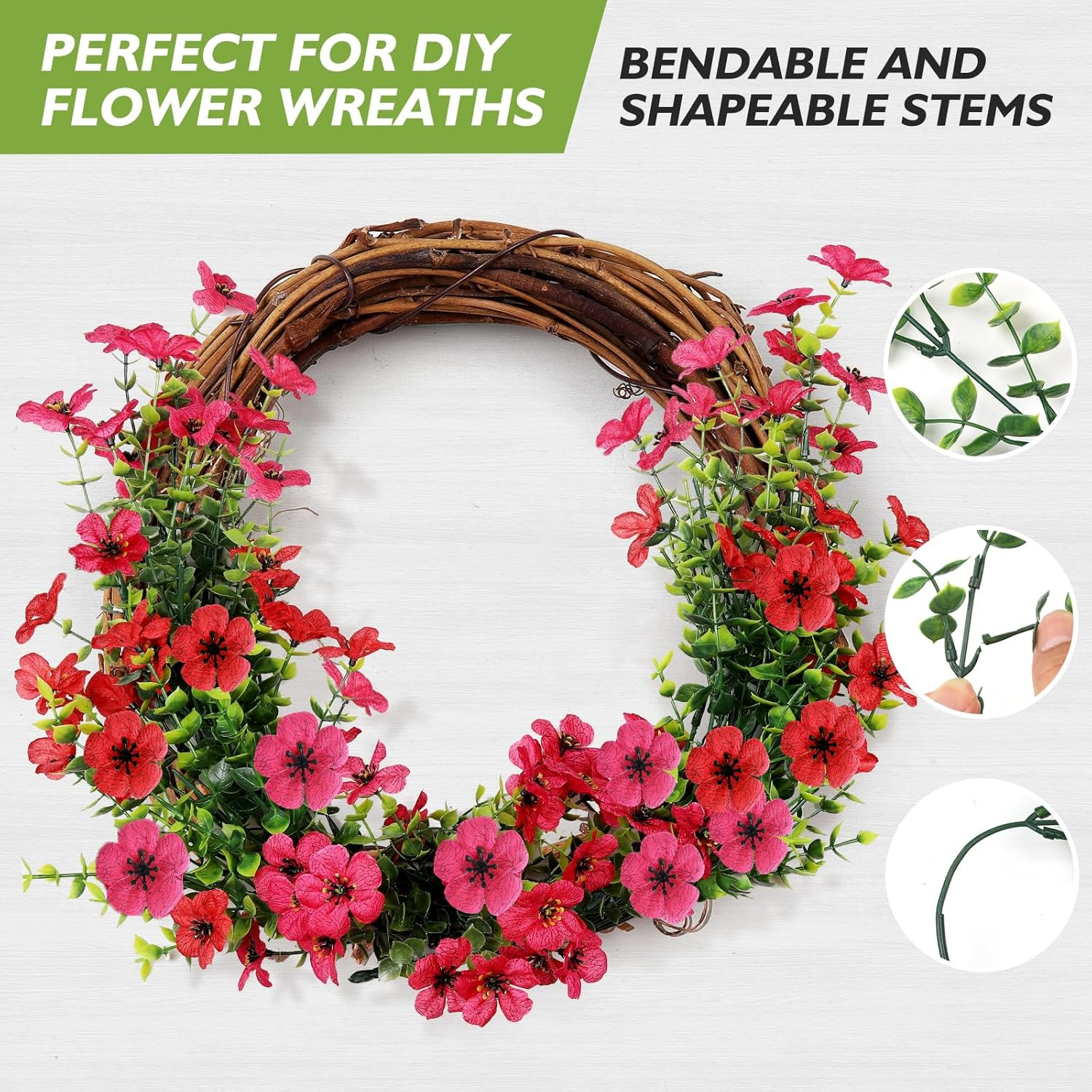 14 Bundles Artificial Flowers UV Resistant for Patio Outdoors Fake Faux Silk Pla