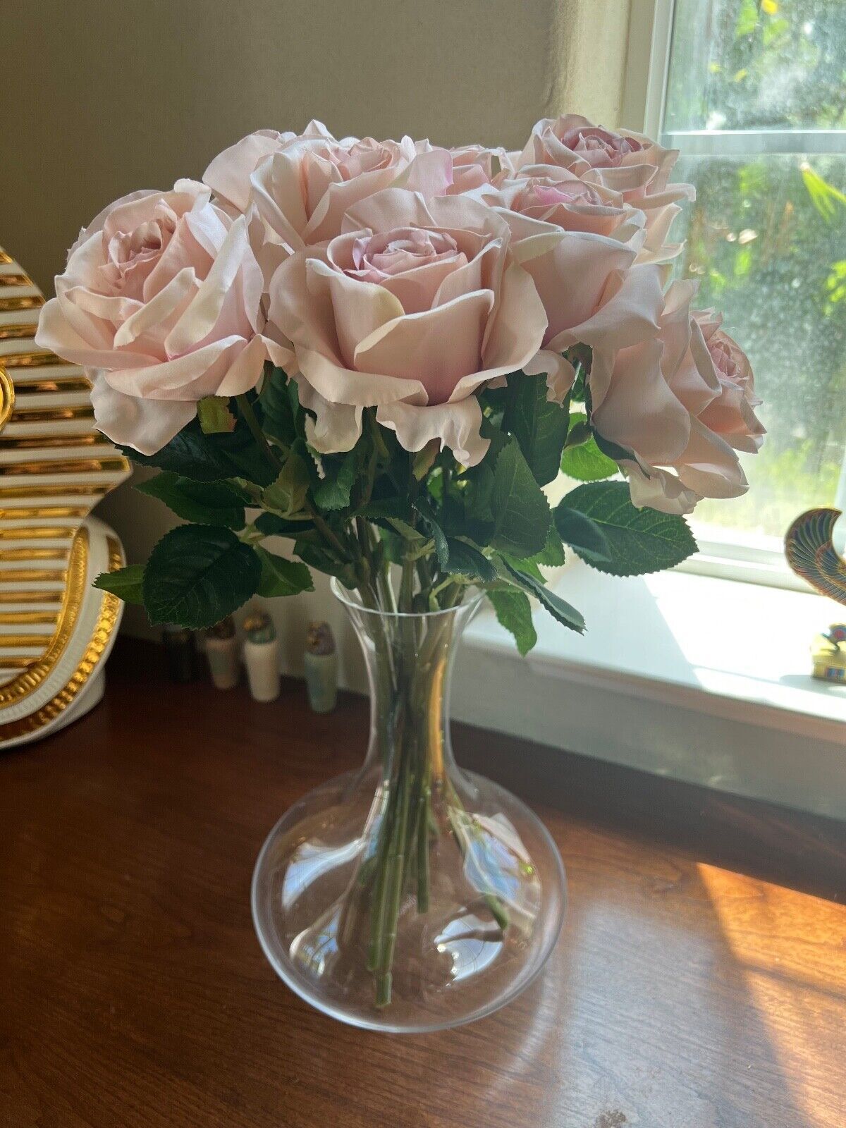 Rosscer Roses Artificial Silk 6 Piece Long Stem in Rustic Gradient Pink Color.