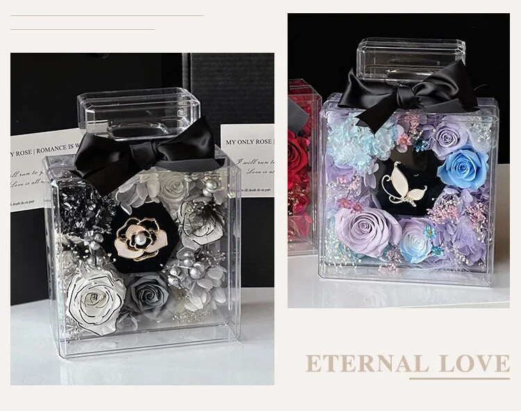 Wholesale Acrylic Roses in an Eternal Gift Box with Perfume Bottles