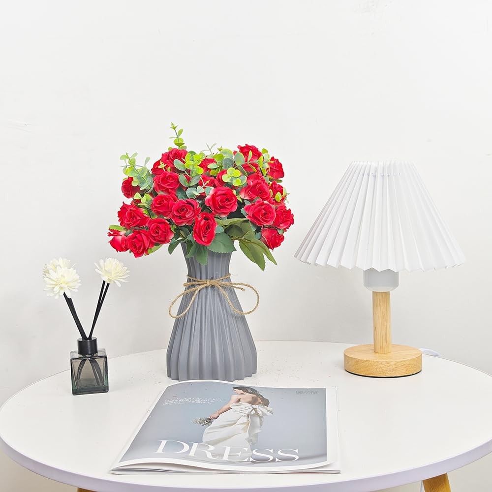 5 PCS Red Real Touch Artificial Rose Flowers Fake Bouquet for Home Office