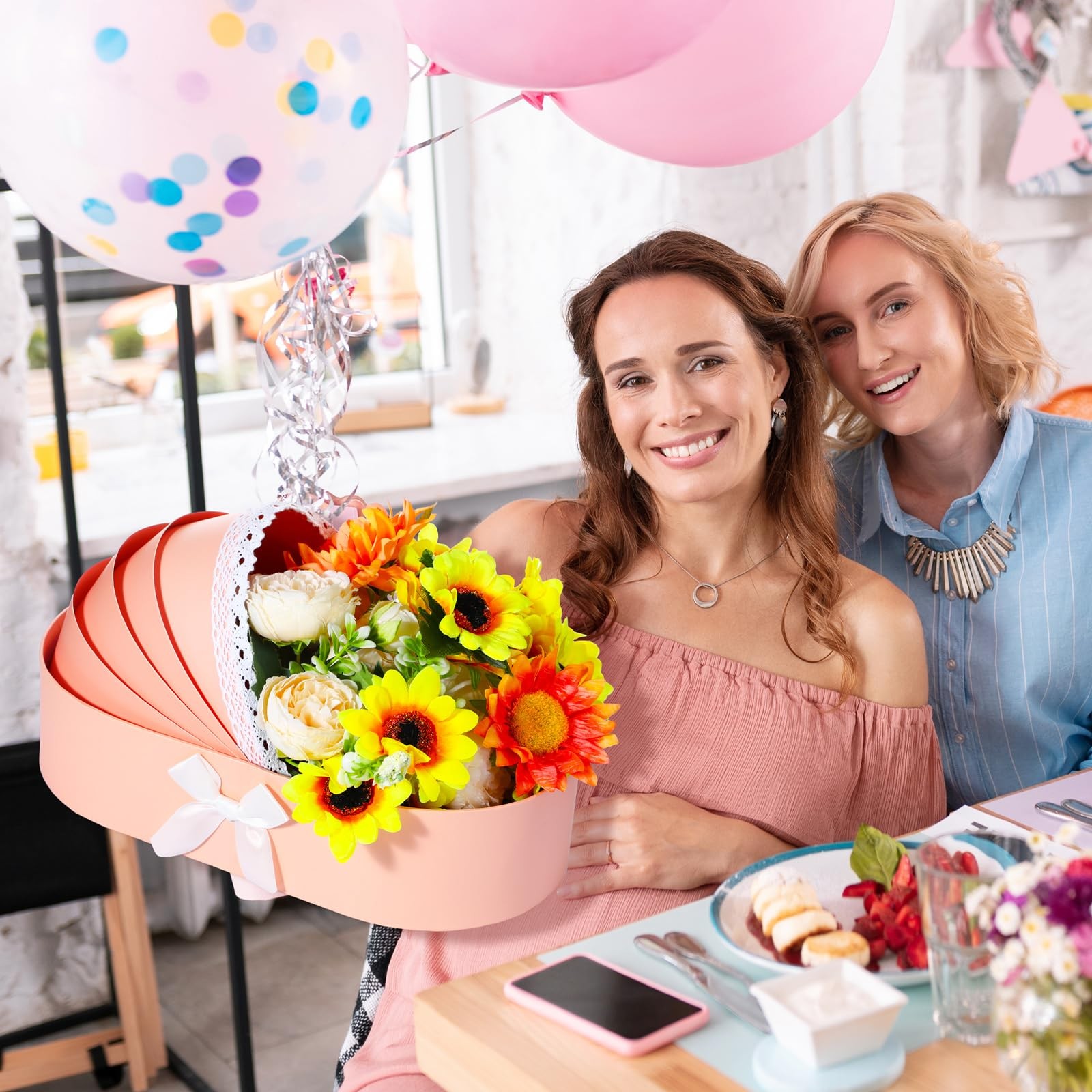 Baby Shower Floral Basket Pink Cradle Gift Arrangement
