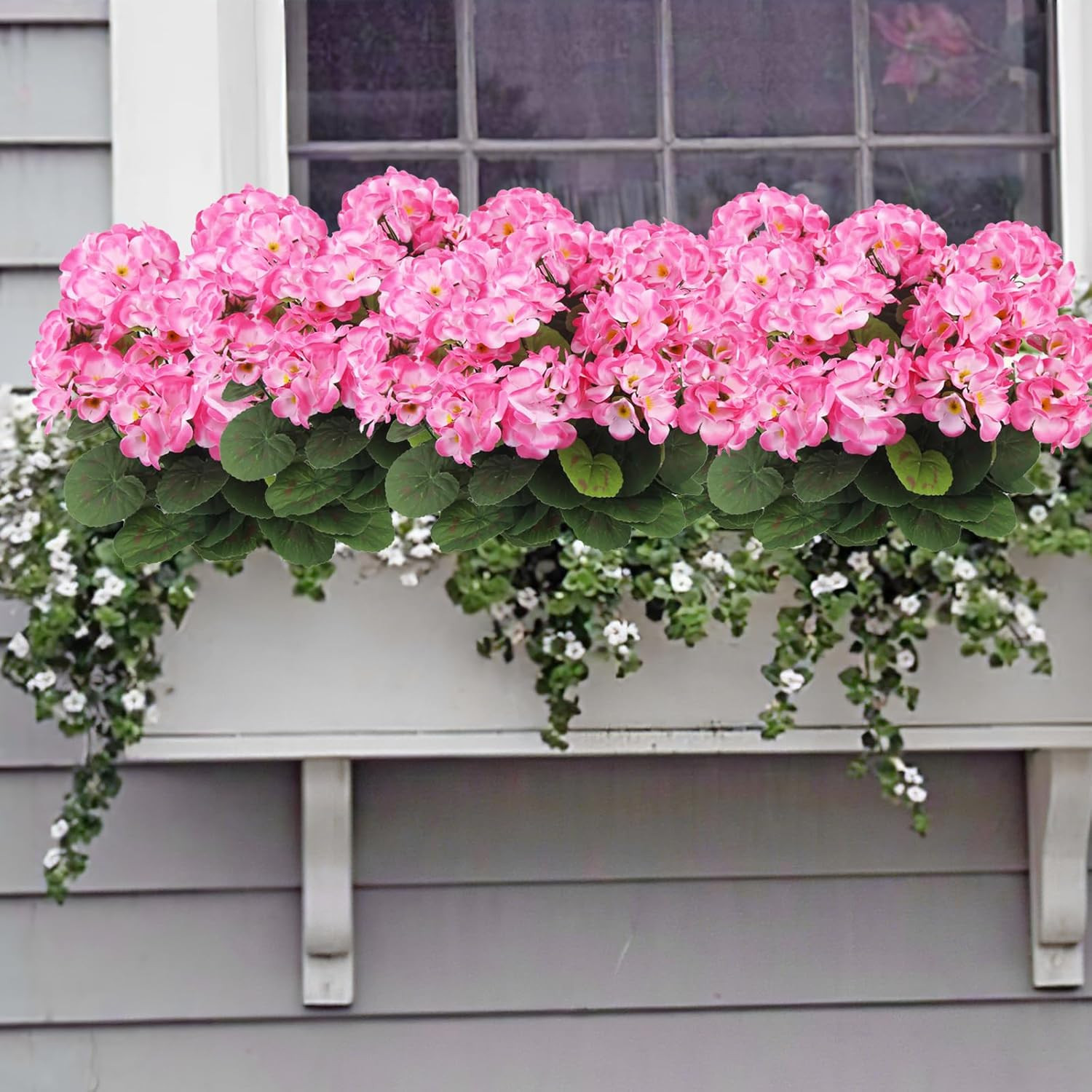 3 Pcs Artificial Geraniums Flowers Silk Geraniums for Outdoors UV Resistant Pink