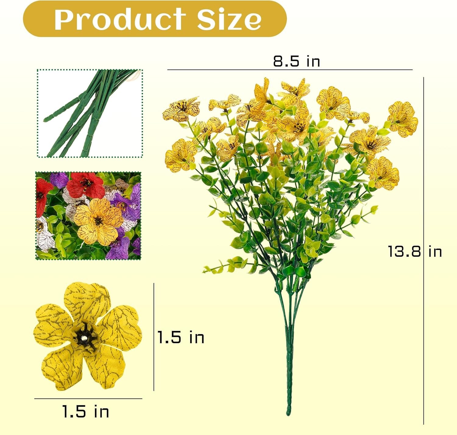 12 Bundles Artificial Flowers for Outdoors Fake Flowers Plants Spring Decoration
