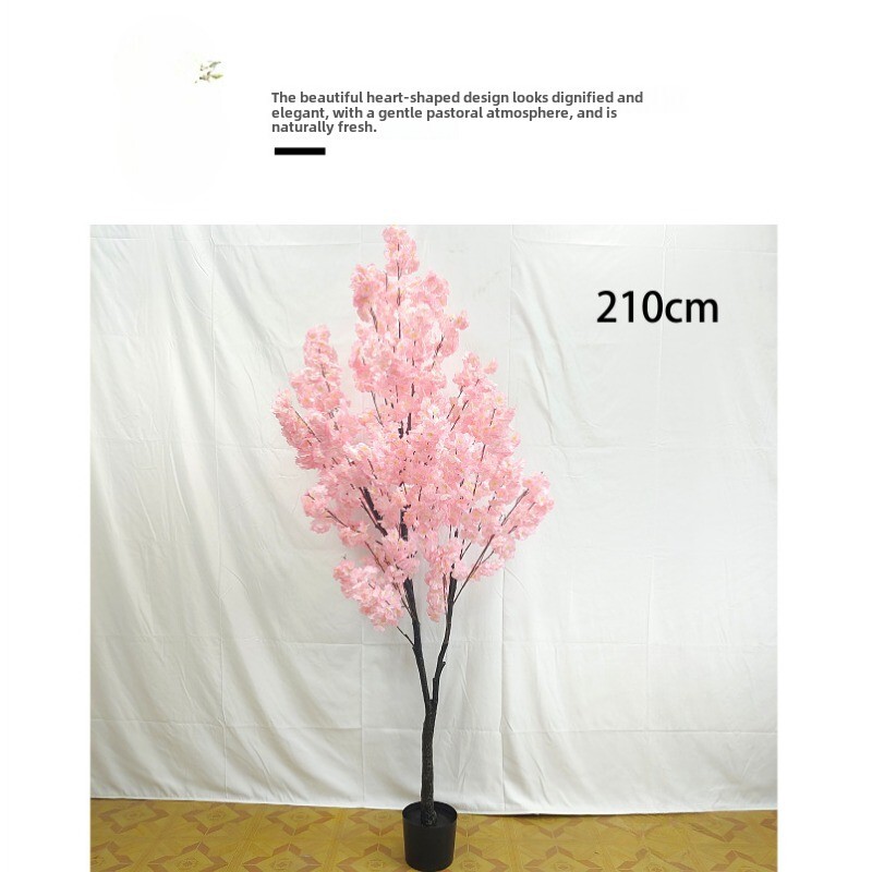 Simulation plant pot decoration bionic green plant fake green pink cherry tree
